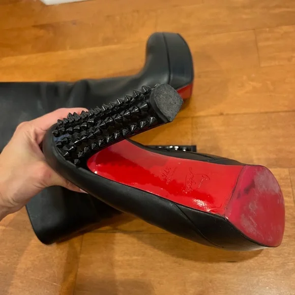 Black Studded High Heel Boots - Picture 4 of 6